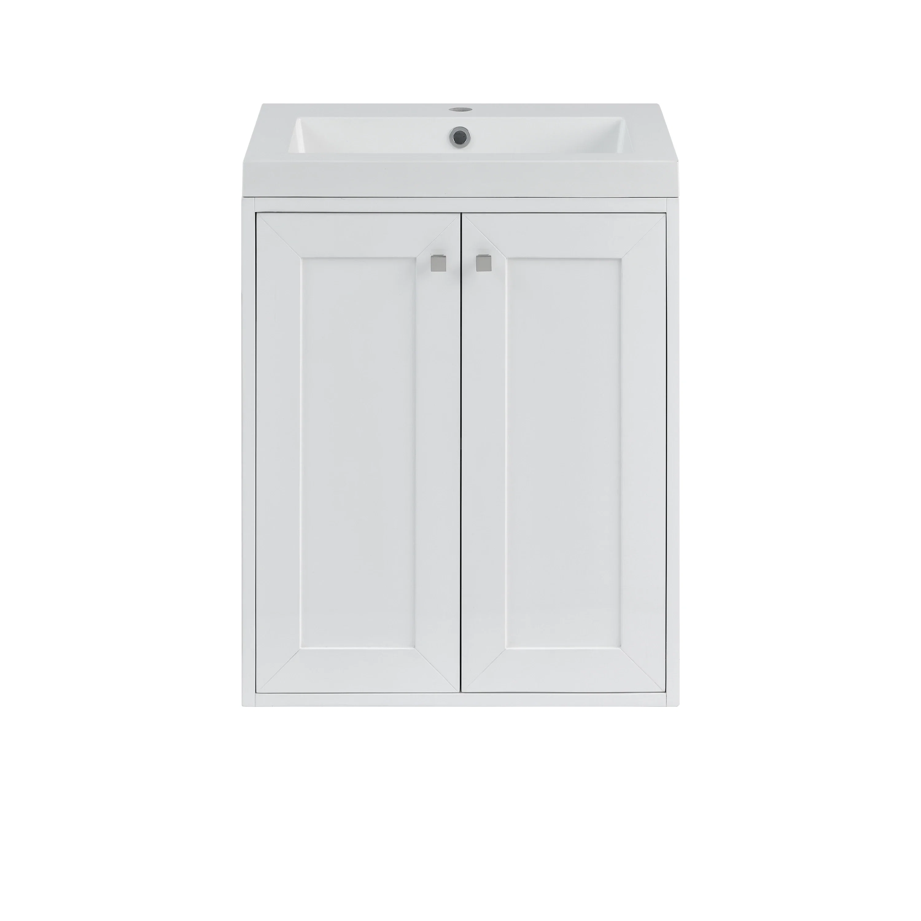 Chianti 24" Single Vanity, Glossy White w/ White Glossy Composite Stone Top