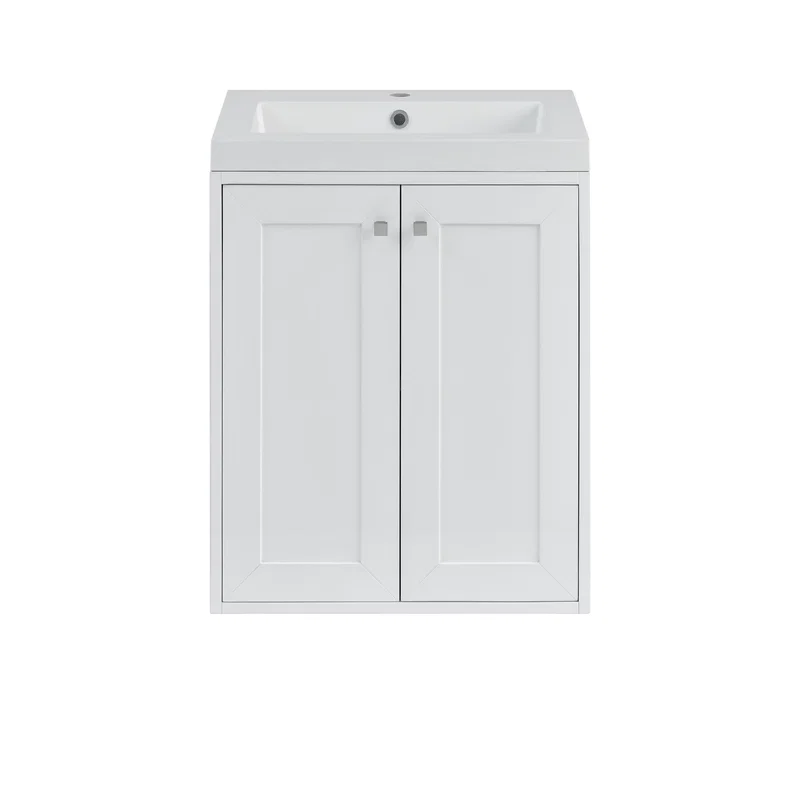 Chianti 24" Single Vanity, Glossy White w/ White Glossy Composite Stone Top