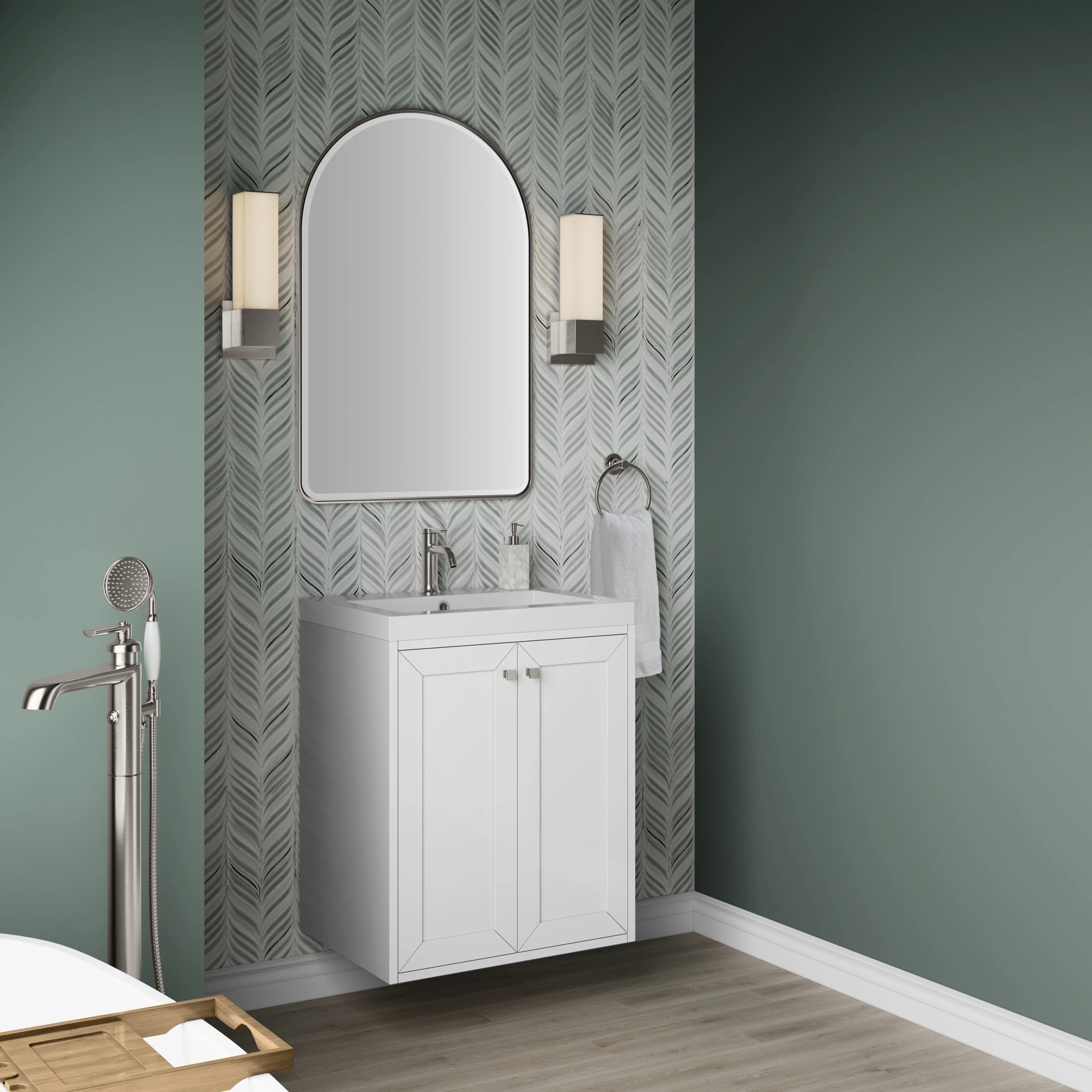 Chianti 24" Single Vanity, Glossy White w/ White Glossy Composite Stone Top