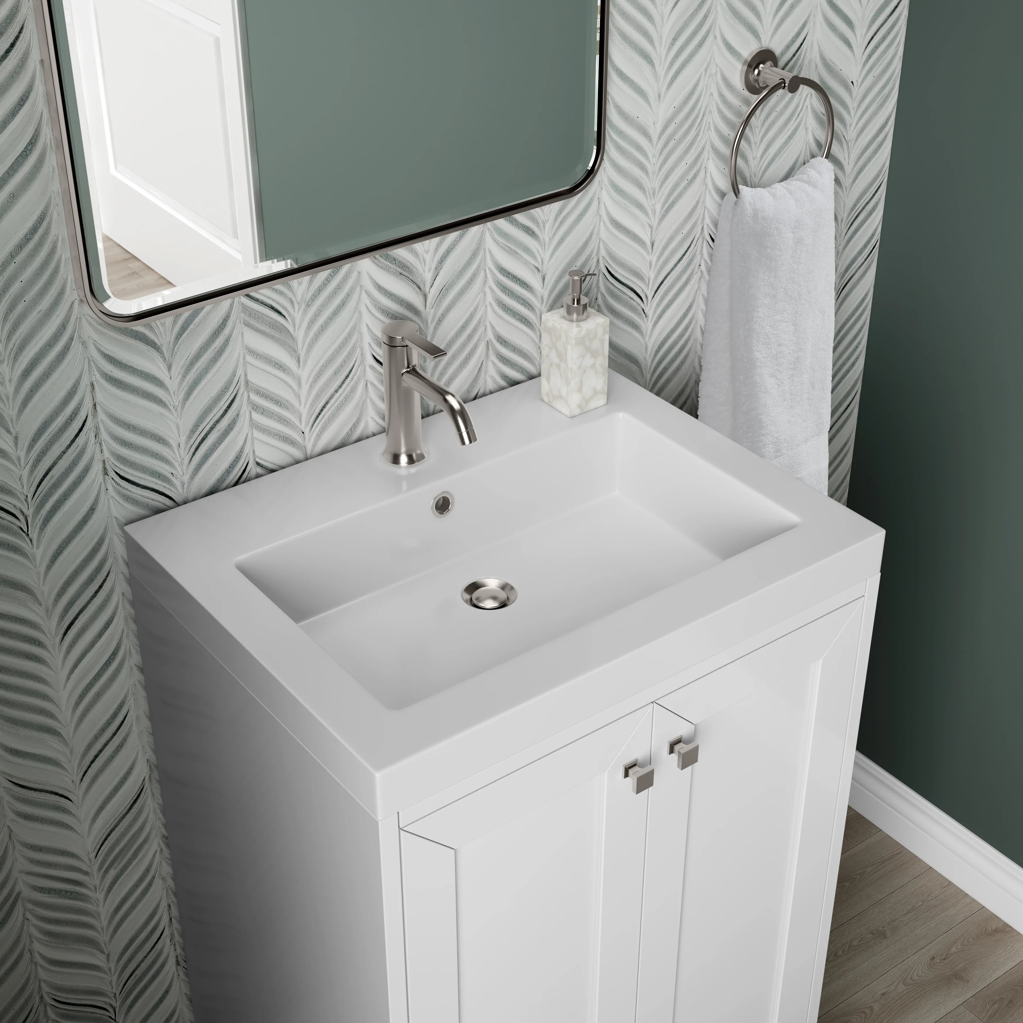 Chianti 24" Single Vanity, Glossy White w/ White Glossy Composite Stone Top