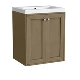 Chianti 24" Single Vanity, Walnut Whisper, Brushed Nickel, w/ White Glossy Composite Stone Top