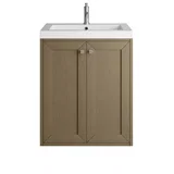 Chianti 24" Single Vanity, Walnut Whisper, Brushed Nickel, w/ White Glossy Composite Stone Top