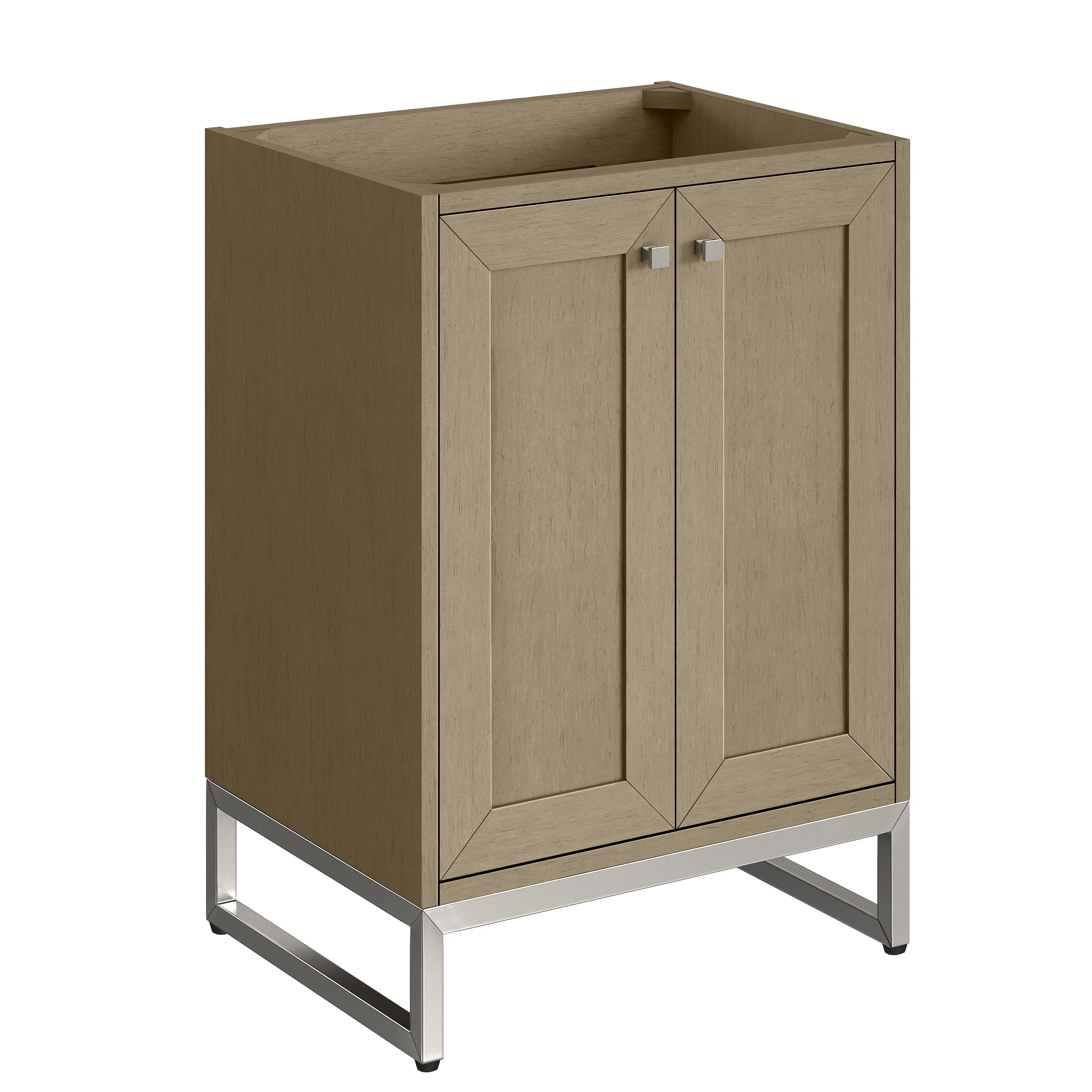 Chianti 24" Single Vanity, Walnut Whisper, Brushed Nickel, w/ White Glossy Composite Stone Top