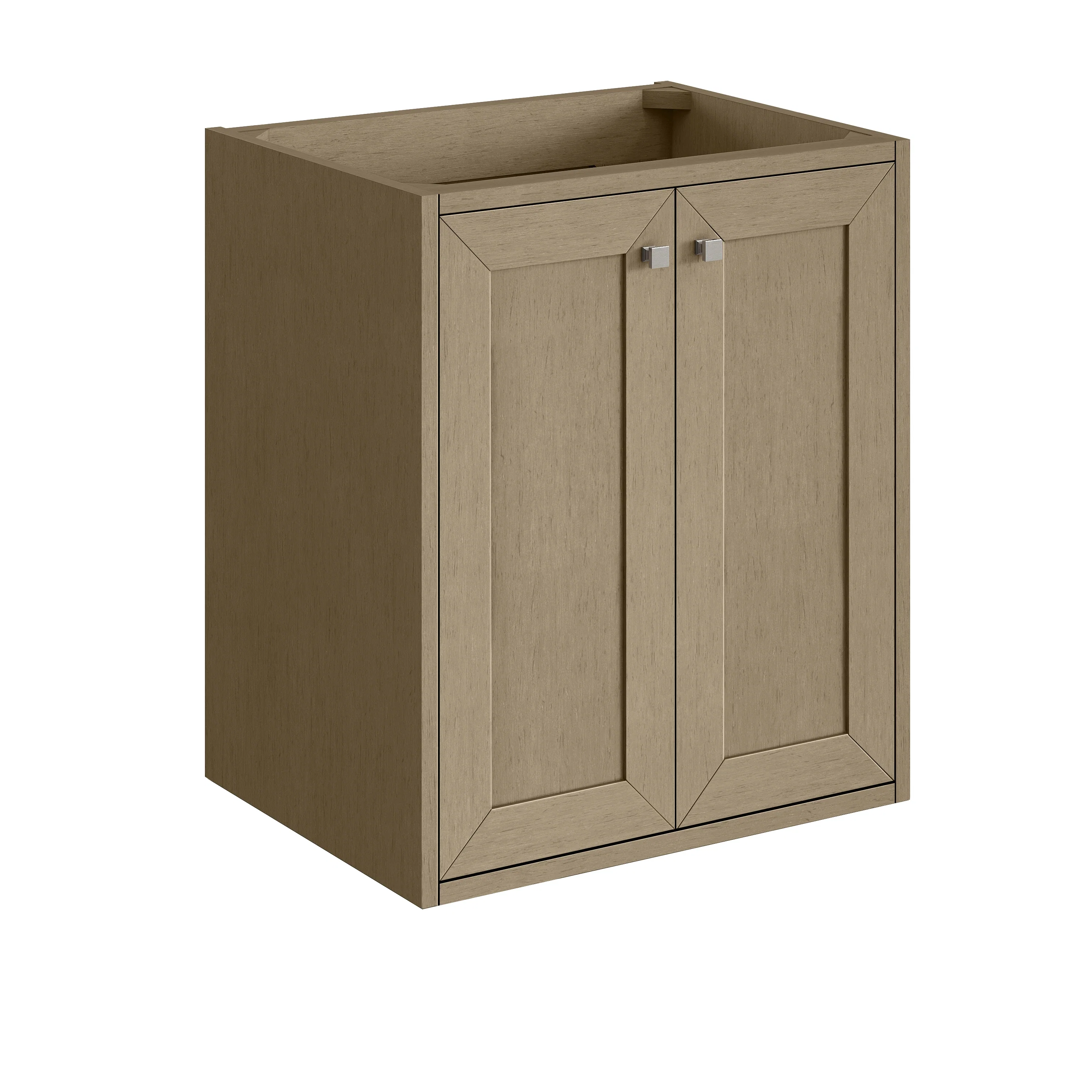 Chianti 24" Single Vanity, Walnut Whisper, Brushed Nickel, w/ White Glossy Composite Stone Top