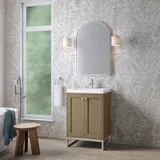 Chianti 24" Single Vanity, Walnut Whisper, Brushed Nickel, w/ White Glossy Composite Stone Top