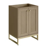 Chianti 24" Single Vanity, Walnut Whisper, Champagne Brass, w/ White Glossy Composite Stone Top