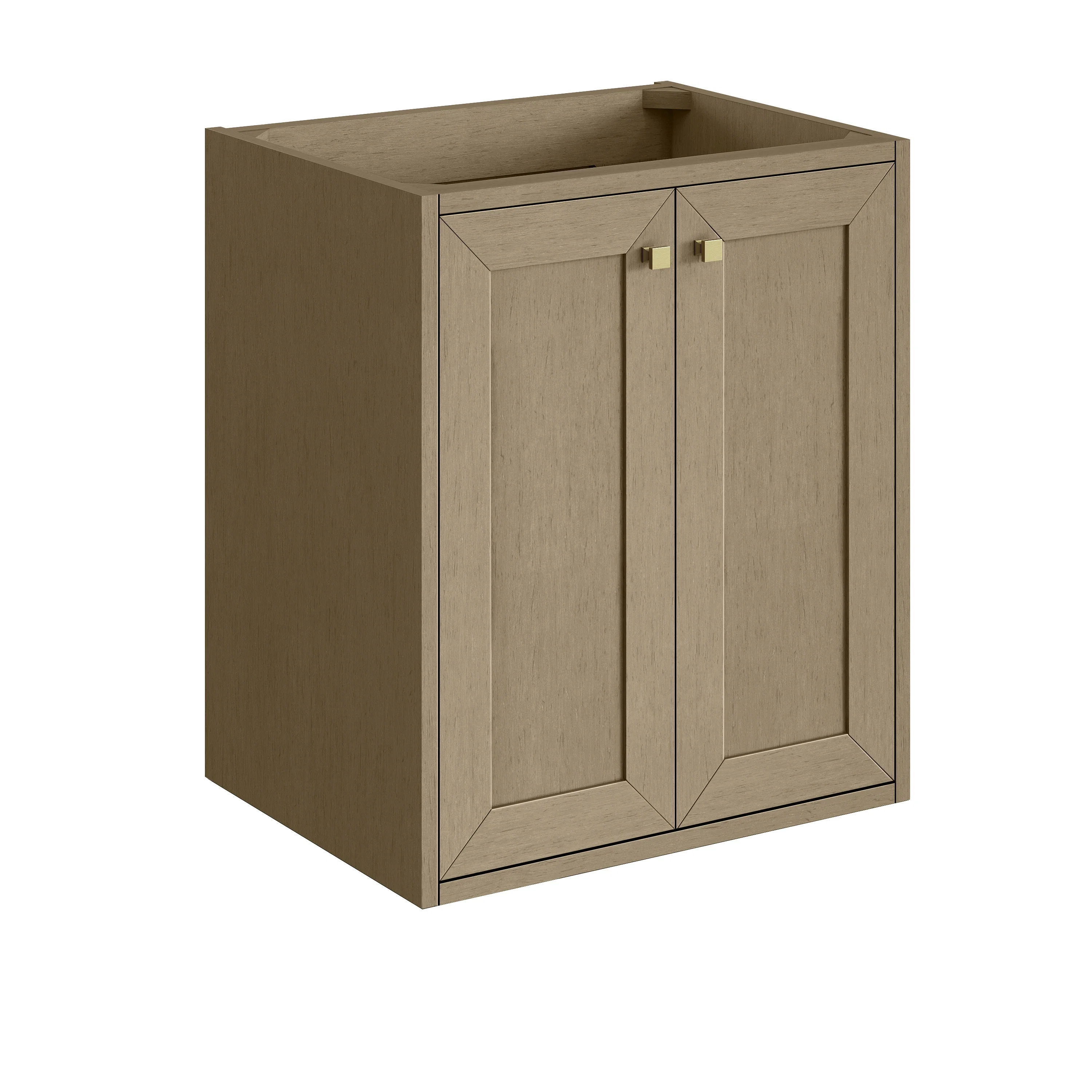 Chianti 24" Single Vanity, Walnut Whisper, Champagne Brass, w/ White Glossy Composite Stone Top