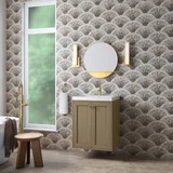 Chianti 24" Single Vanity, Walnut Whisper, Champagne Brass, w/ White Glossy Composite Stone Top