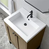 Chianti 24" Single Vanity, Walnut Whisper, Matte Black, w/ White Glossy Composite Stone Top