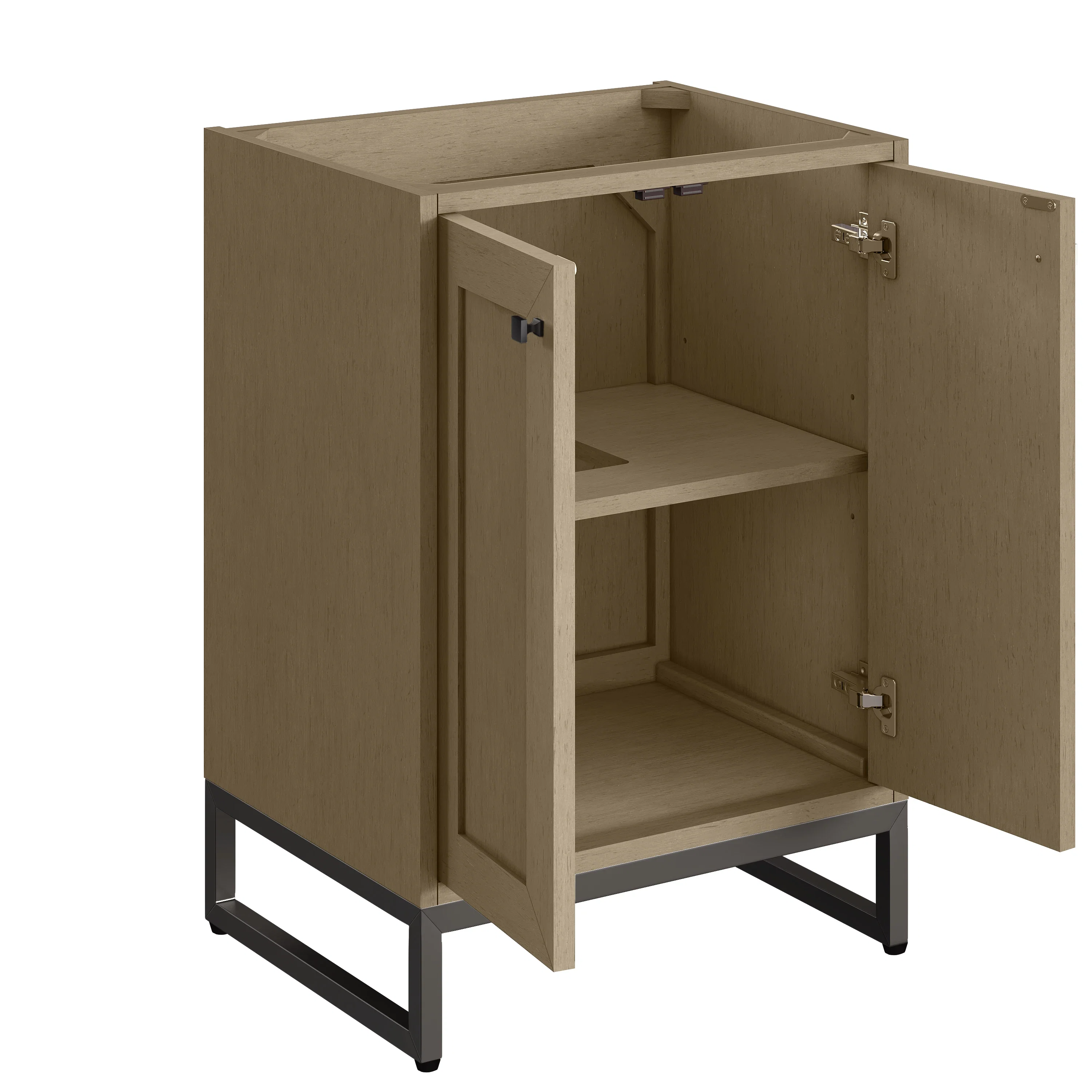 Chianti 24" Single Vanity, Walnut Whisper, Matte Black, w/ White Glossy Composite Stone Top
