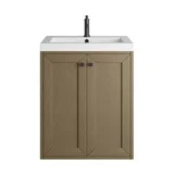 Chianti 24" Single Vanity, Walnut Whisper, Matte Black, w/ White Glossy Composite Stone Top