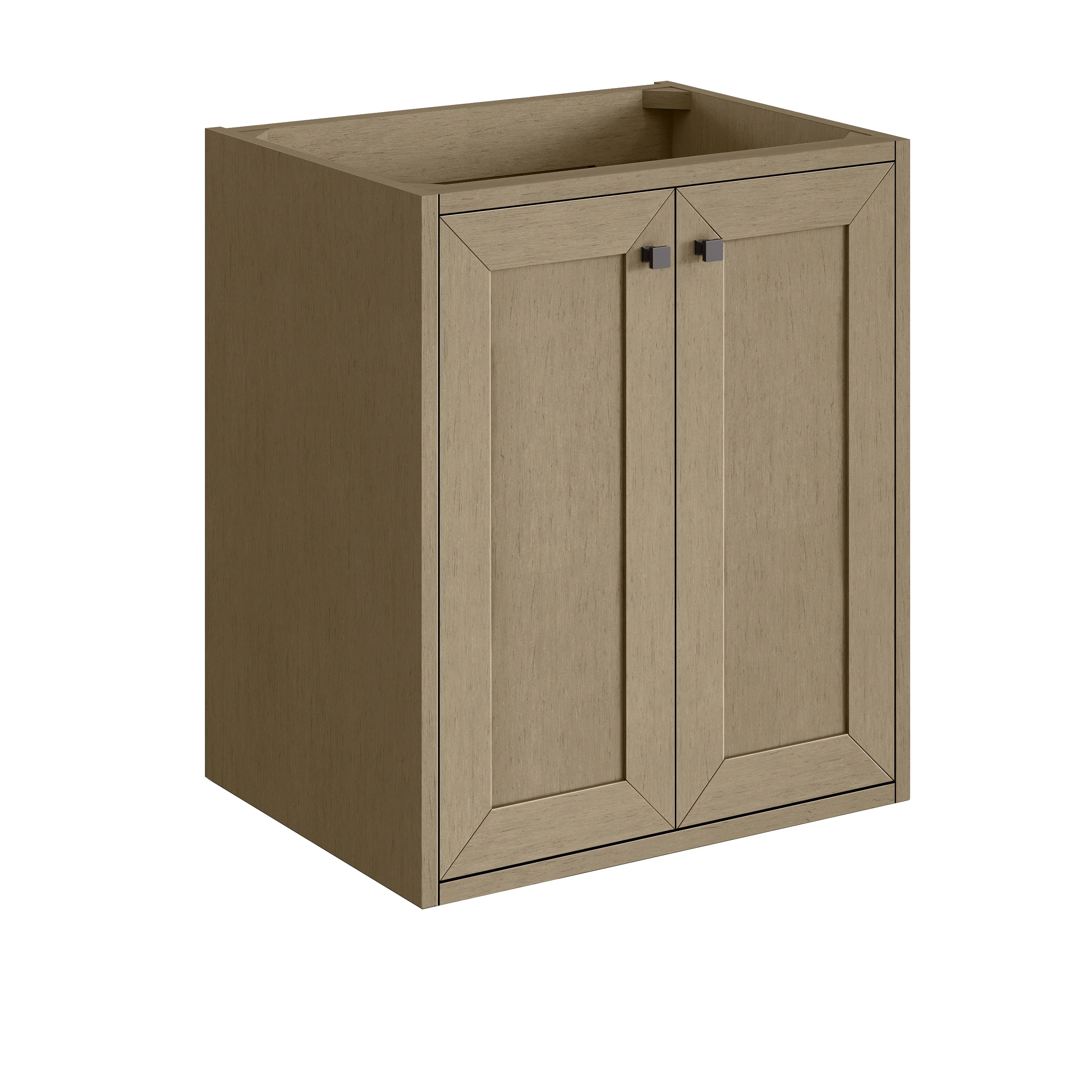 Chianti 24" Single Vanity, Walnut Whisper, Matte Black, w/ White Glossy Composite Stone Top