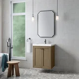 Chianti 24" Single Vanity, Walnut Whisper, Matte Black, w/ White Glossy Composite Stone Top