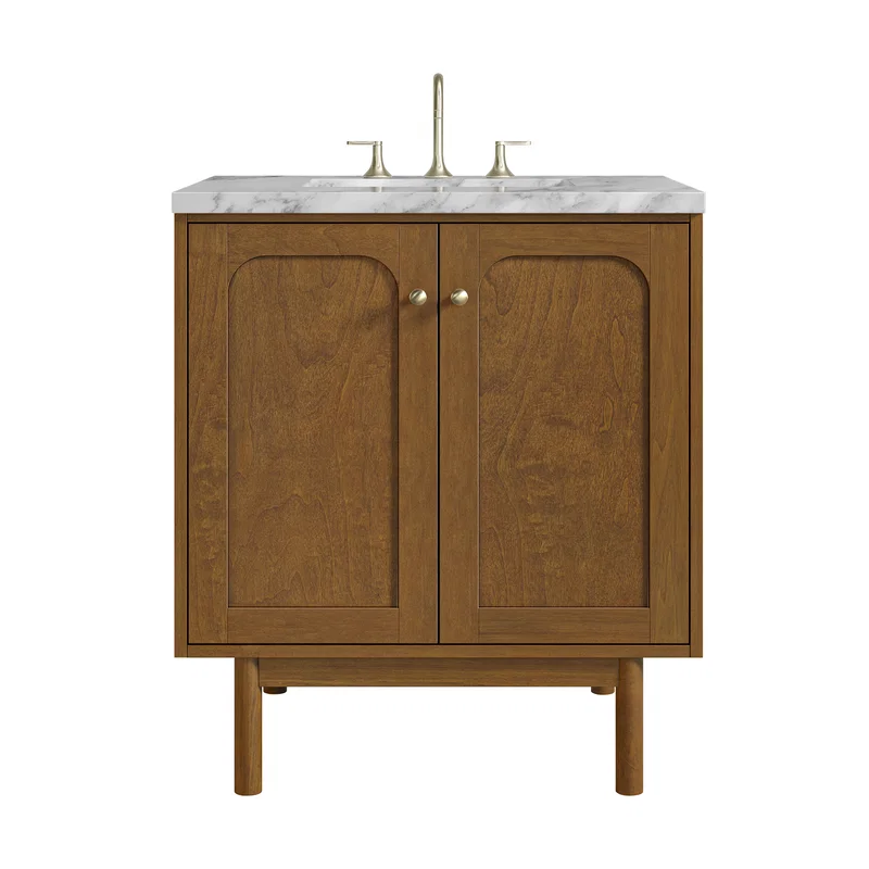 Laurent 30" Single Vanity, Honey Oak w/ 3 CM Carrara Marble Top