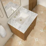 Laurent 30" Single Vanity, Honey Oak w/ 3 CM Carrara Marble Top