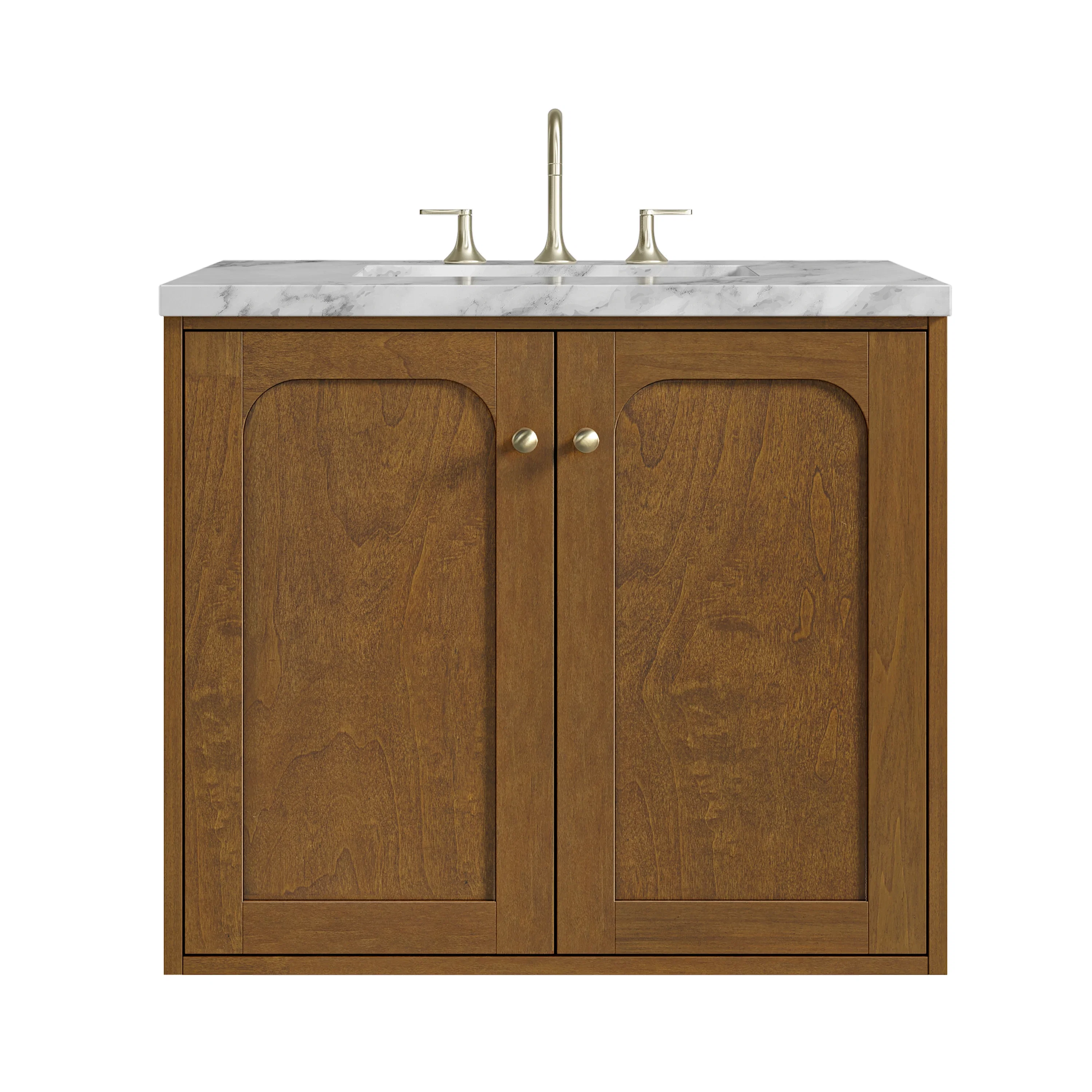 Laurent 30" Single Vanity, Honey Oak w/ 3 CM Carrara Marble Top