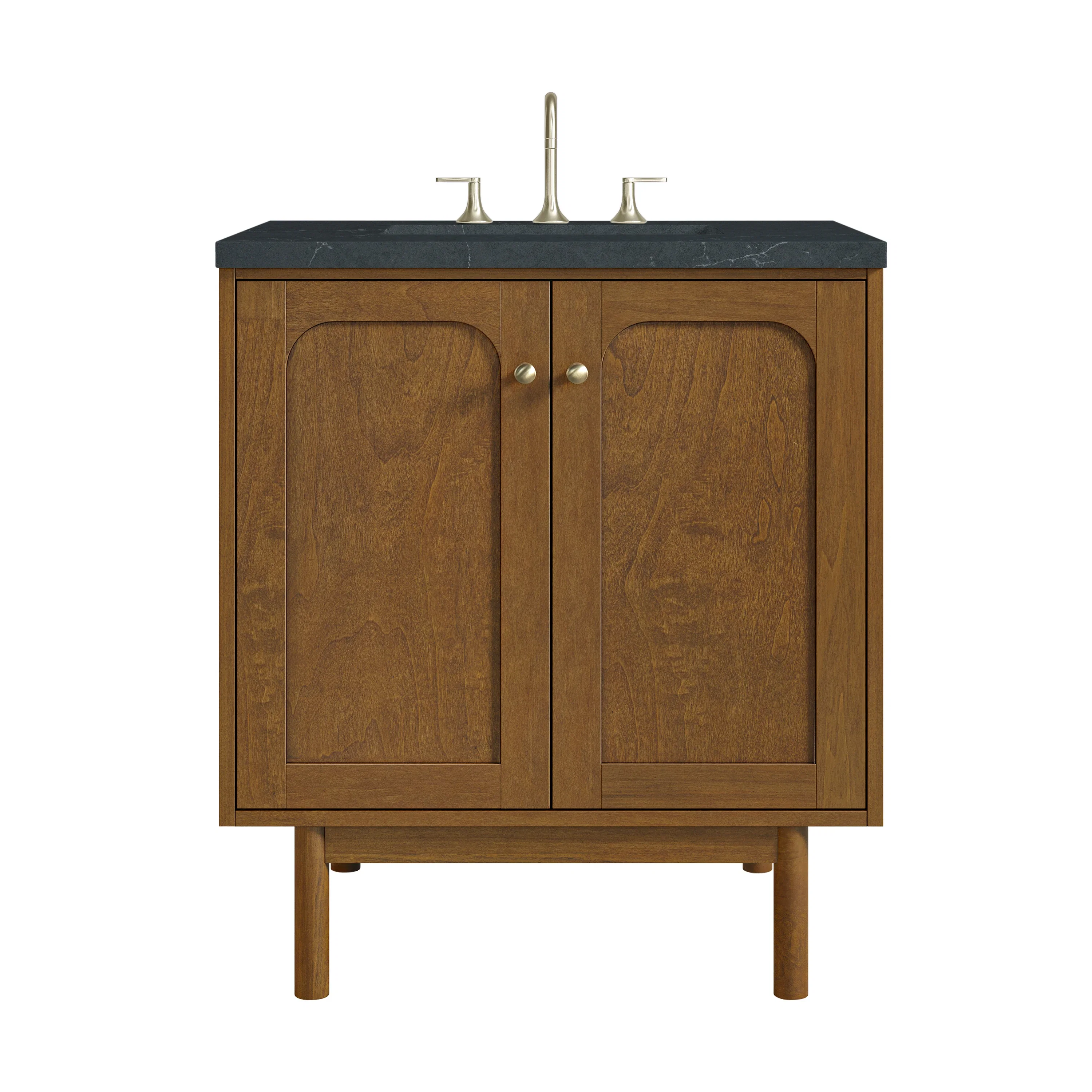 Laurent 30" Single Vanity, Honey Oak w/ 3 CM Charcoal Soapstone Silestone Top