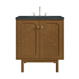 Laurent 30" Single Vanity, Honey Oak w/ 3 CM Charcoal Soapstone Silestone Top
