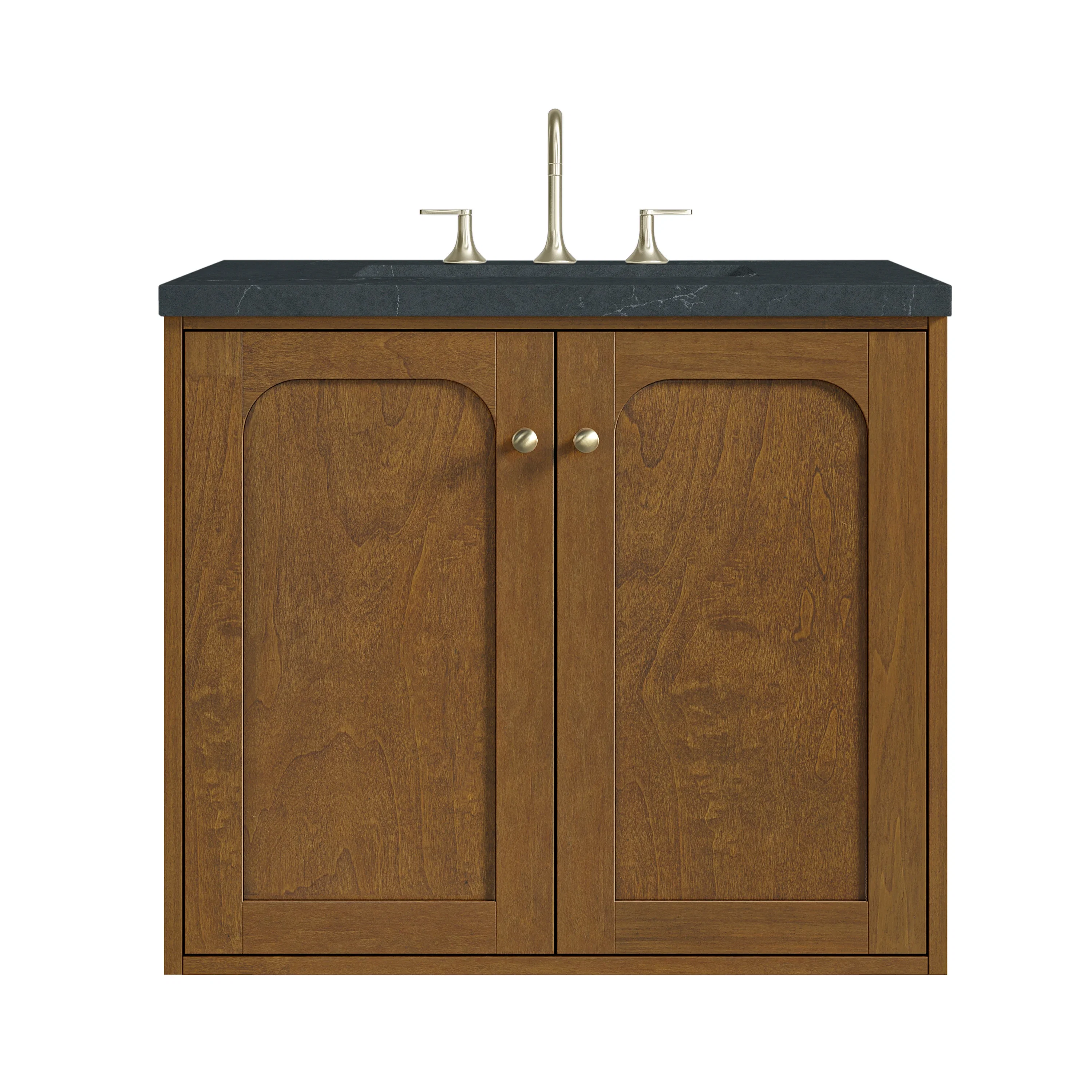 Laurent 30" Single Vanity, Honey Oak w/ 3 CM Charcoal Soapstone Silestone Top