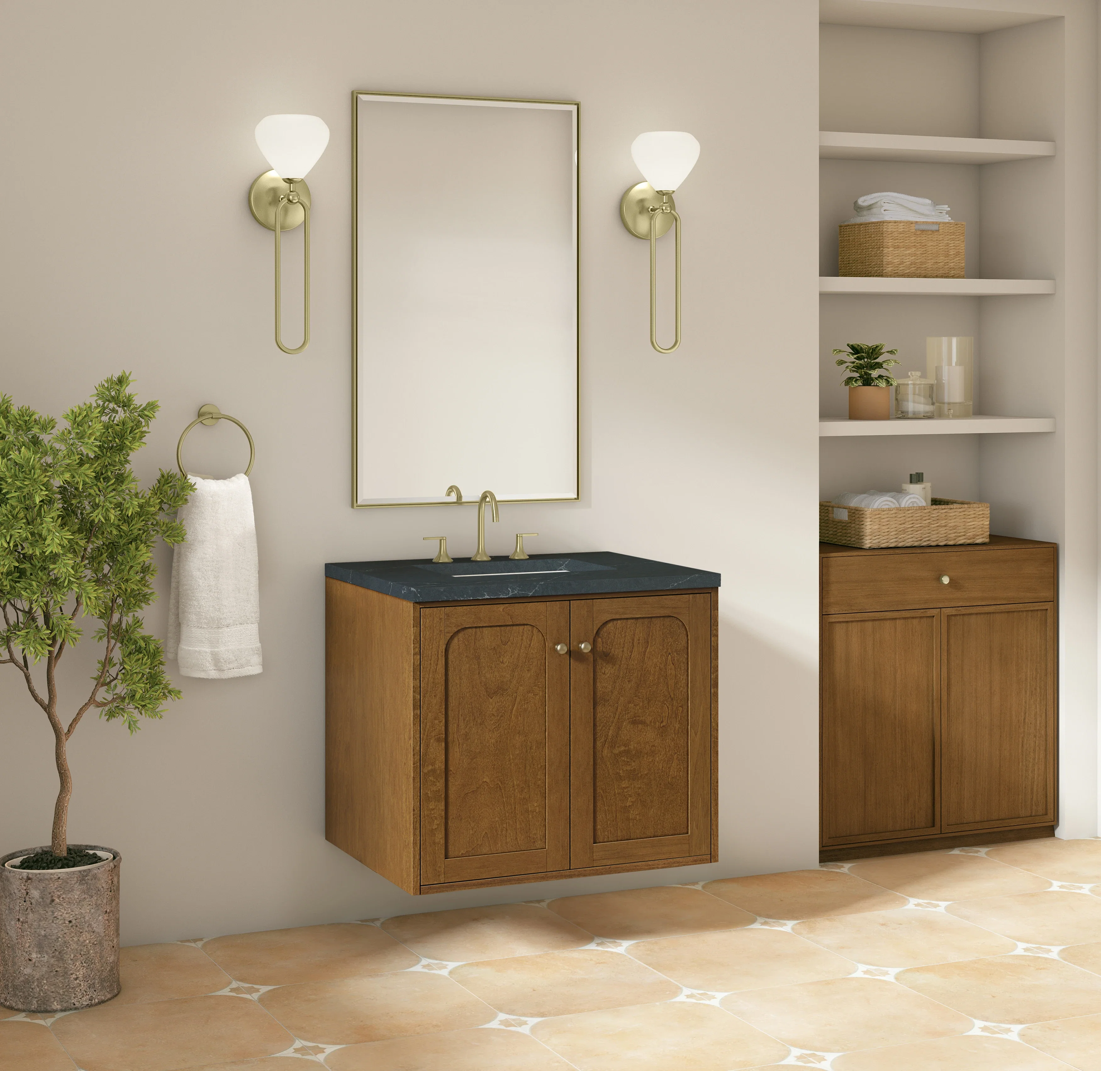 Laurent 30" Single Vanity, Honey Oak w/ 3 CM Charcoal Soapstone Silestone Top