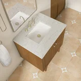 Laurent 30" Single Vanity, Honey Oak w/ 3 CM Eternal Jasmine Pearl Silestone Top
