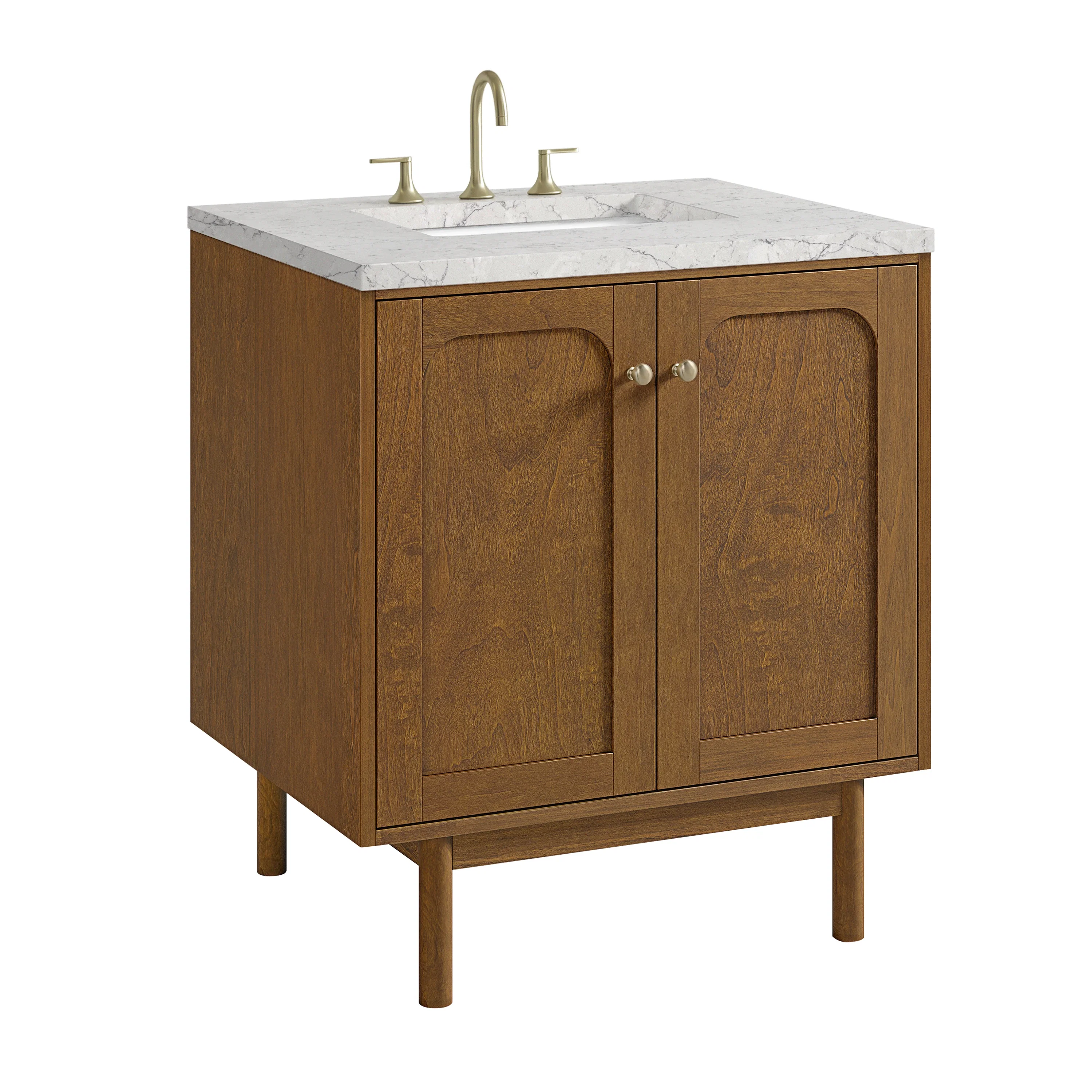 Laurent 30" Single Vanity, Honey Oak w/ 3 CM Eternal Jasmine Pearl Silestone Top