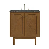 Laurent 30" Single Vanity, Honey Oak w/ 3 CM Parisien Bleu Silestone Top