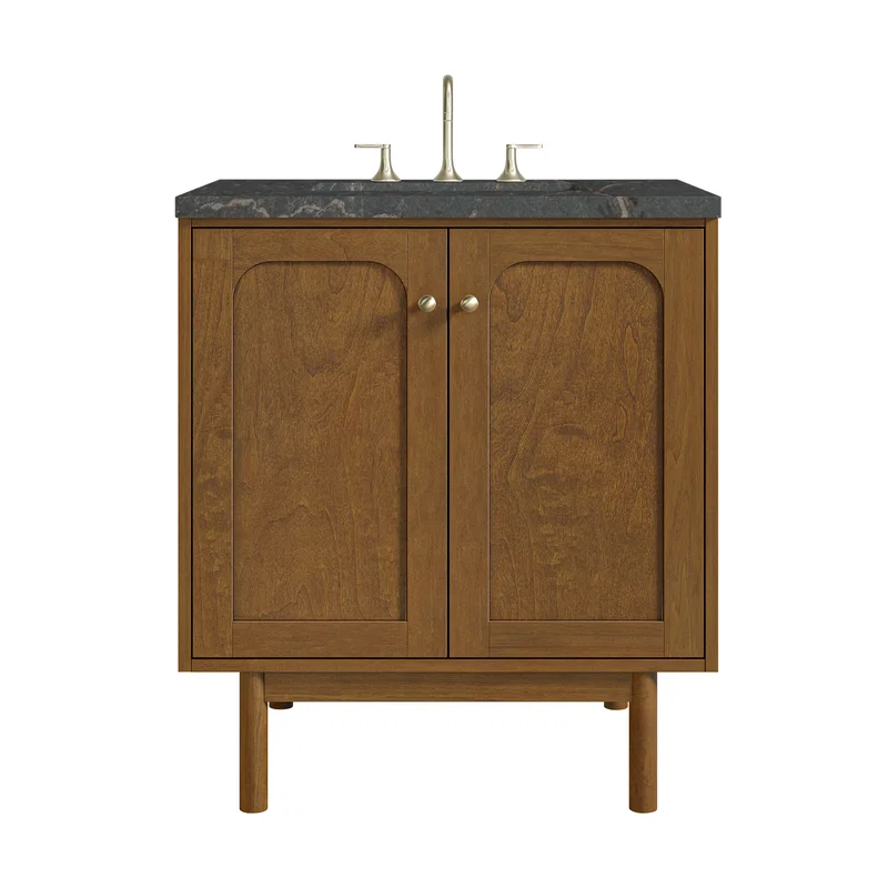 Laurent 30" Single Vanity, Honey Oak w/ 3 CM Parisien Bleu Silestone Top