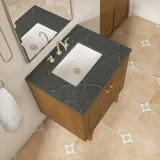 Laurent 30" Single Vanity, Honey Oak w/ 3 CM Parisien Bleu Silestone Top