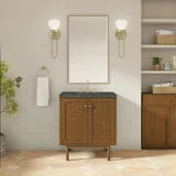 Laurent 30" Single Vanity, Honey Oak w/ 3 CM Parisien Bleu Silestone Top