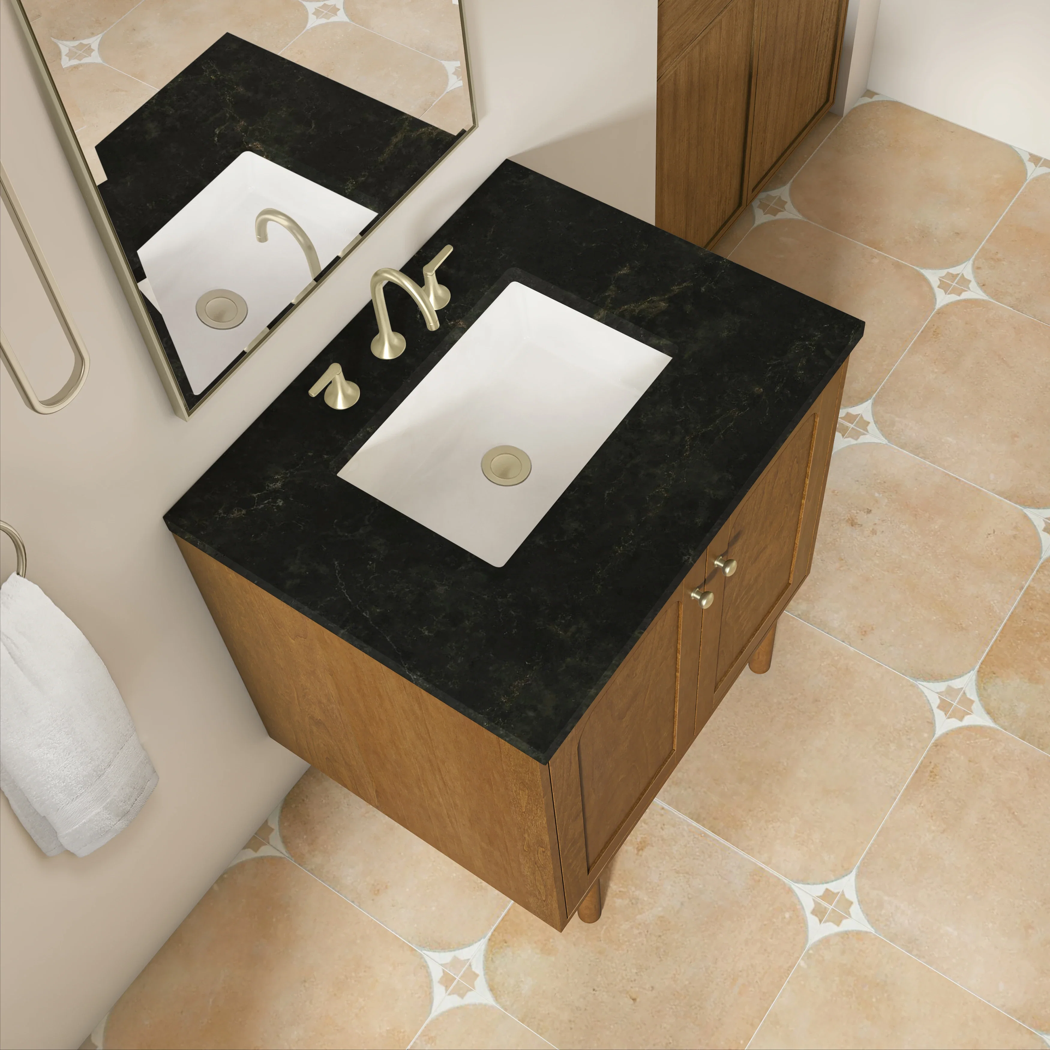 Laurent 30" Single Vanity, Honey Oak w/ 3 CM Phantome Eclos Top