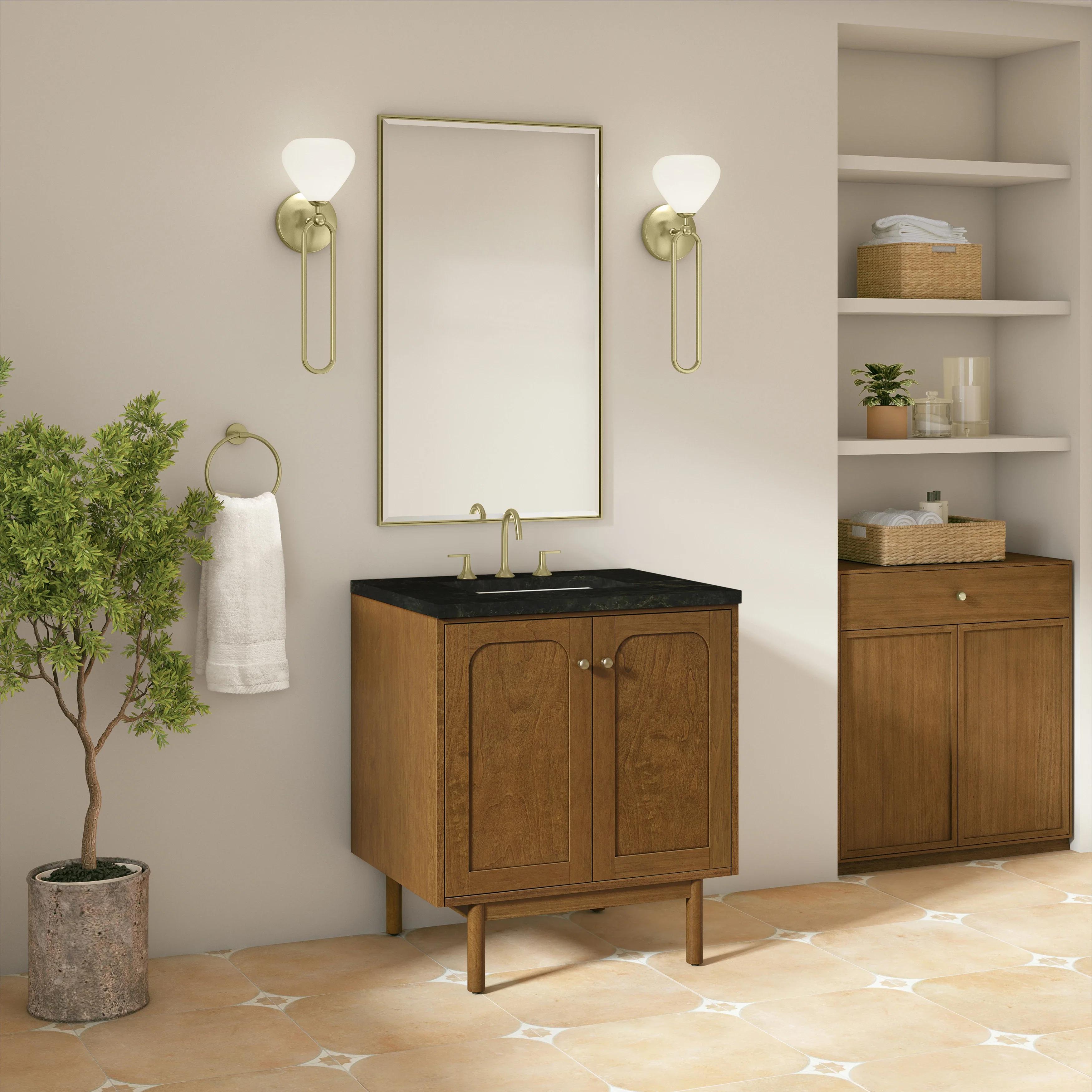 Laurent 30" Single Vanity, Honey Oak w/ 3 CM Phantome Eclos Top