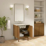 Laurent 30" Single Vanity, Honey Oak w/ 3 CM Siberian Silestone Top