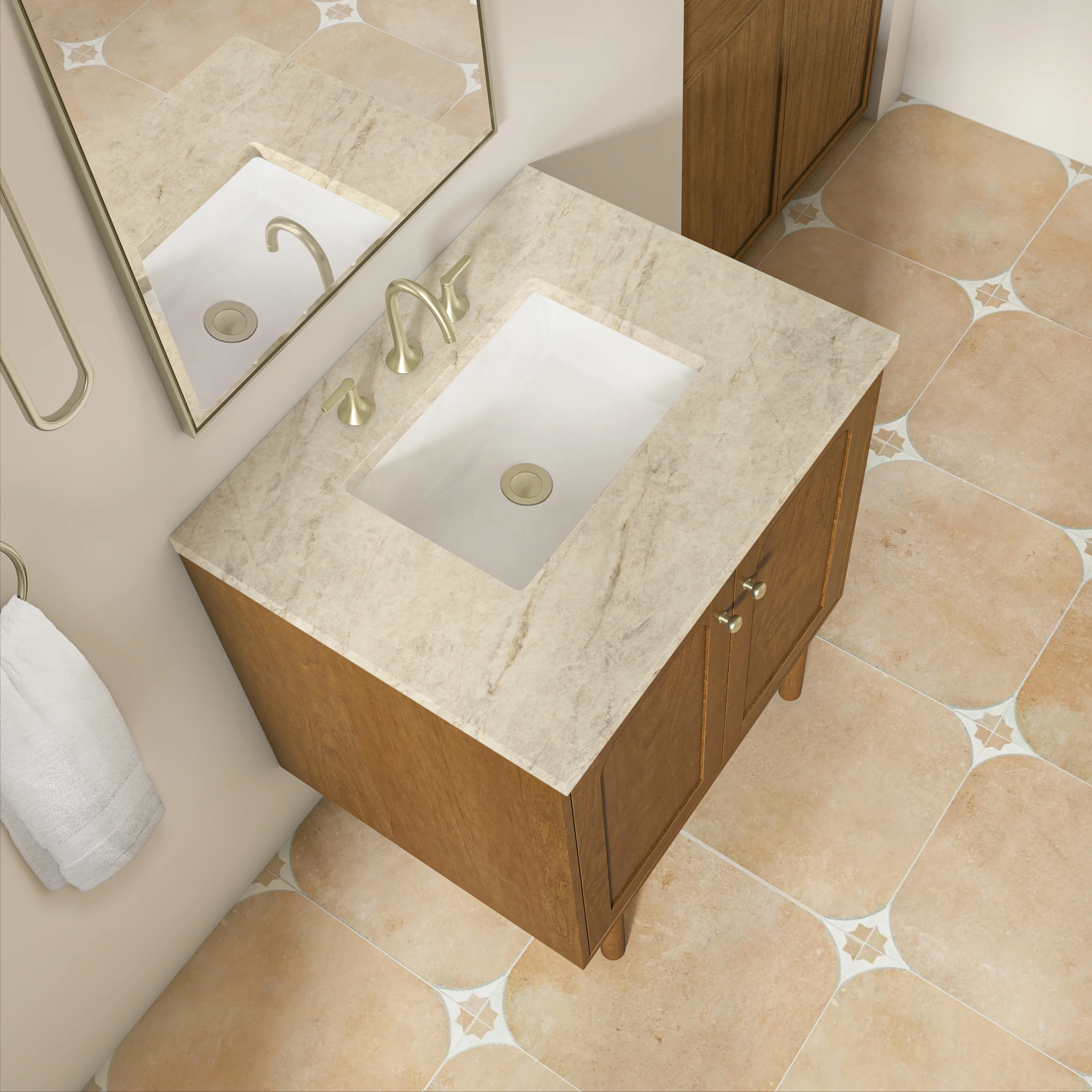Laurent 30" Single Vanity, Honey Oak w/ 3 CM Tajnar Eclos Top