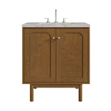 Laurent 30" Single Vanity, Honey Oak w/ 3 CM Victorian Silver Silestone Top