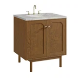 Laurent 30" Single Vanity, Honey Oak w/ 3 CM Victorian Silver Silestone Top