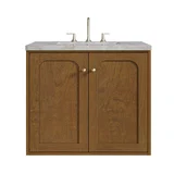 Laurent 30" Single Vanity, Honey Oak w/ 3 CM Victorian Silver Silestone Top