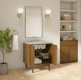 Laurent 30" Single Vanity, Honey Oak w/ 3 CM Victorian Silver Silestone Top