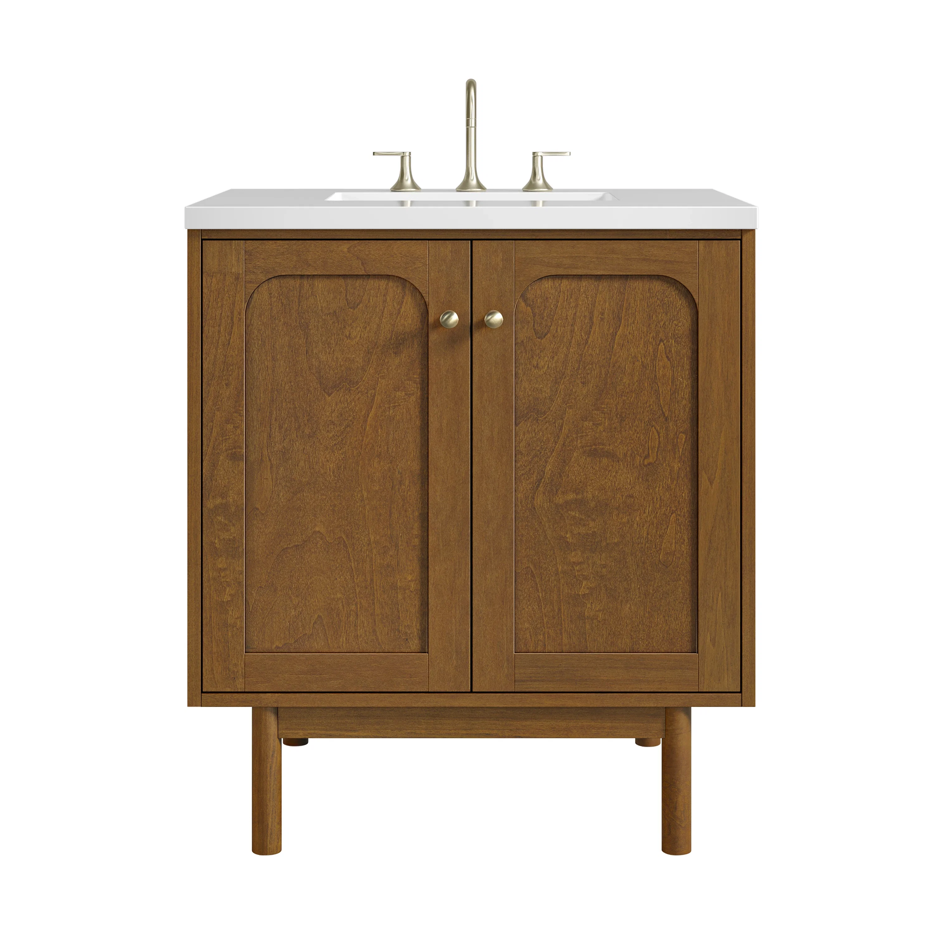 Laurent 30" Single Vanity, Honey Oak w/ 3 CM White Zeus Silestone Top
