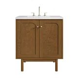 Laurent 30" Single Vanity, Honey Oak w/ 3 CM White Zeus Silestone Top