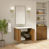 Laurent 30" Single Vanity, Honey Oak w/ 3 CM White Zeus Silestone Top