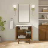 Laurent 30" Single Vanity, Honey Oak w/ 3 CM White Zeus Silestone Top