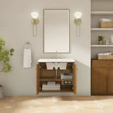Laurent 30" Single Vanity, Honey Oak w/ 3 CM White Zeus Silestone Top