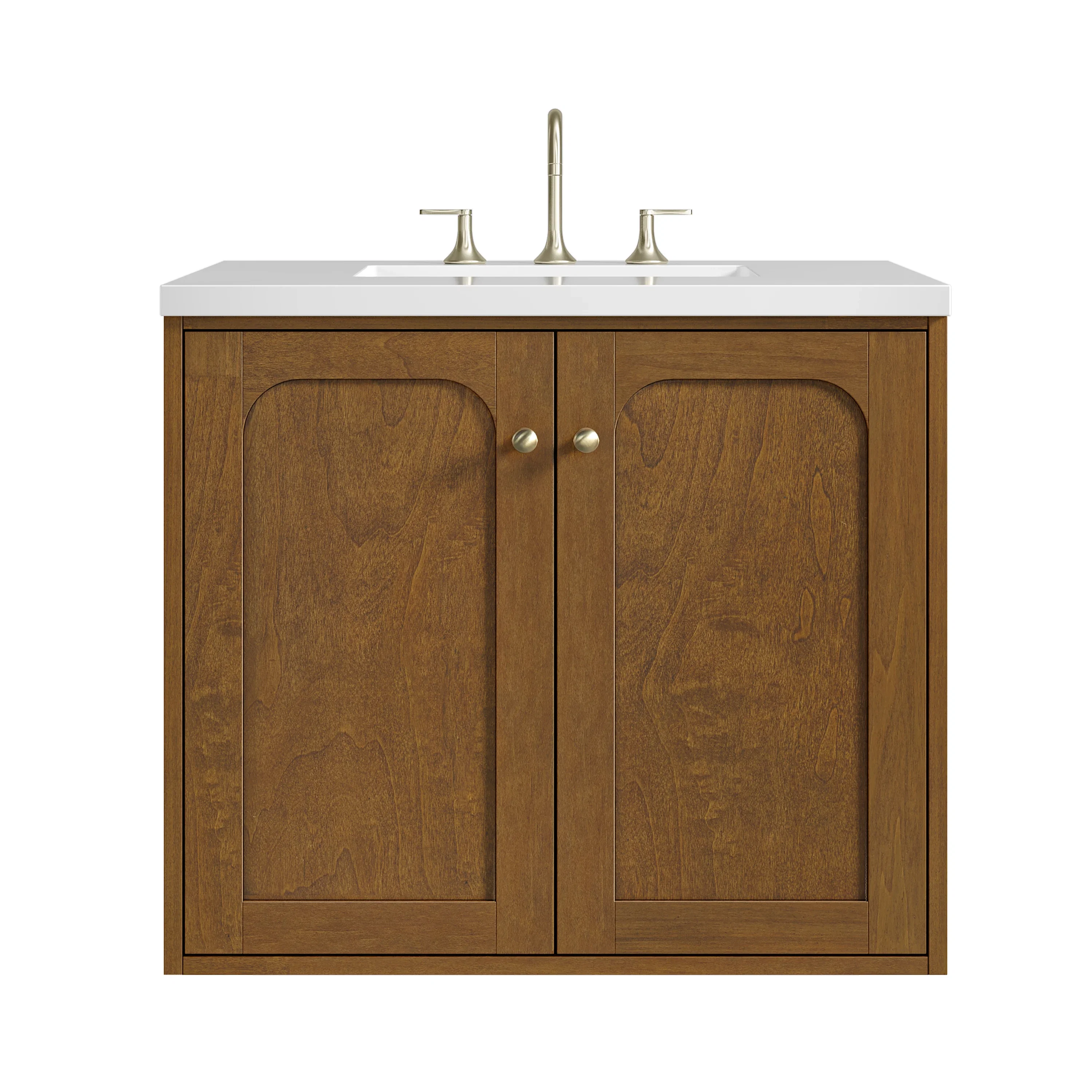 Laurent 30" Single Vanity, Honey Oak w/ 3 CM White Zeus Silestone Top