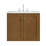 Laurent 30" Single Vanity, Honey Oak w/ 3 CM White Zeus Silestone Top