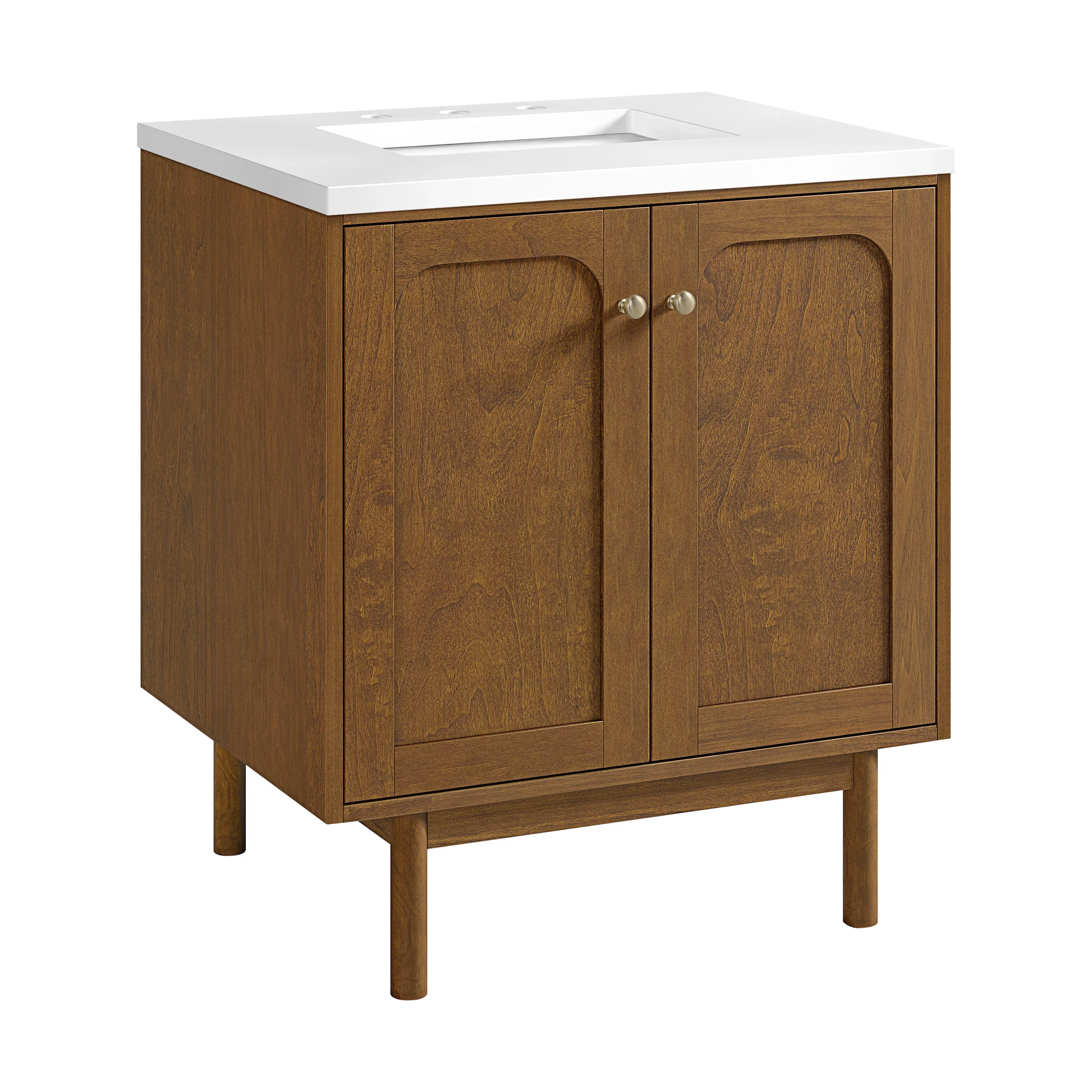 Laurent 30" Single Vanity, Honey Oak w/ 3 CM White Zeus Silestone Top