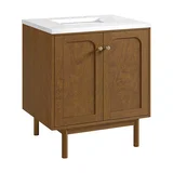 Laurent 30" Single Vanity, Honey Oak w/ 3 CM White Zeus Silestone Top