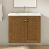 Laurent 30" Single Vanity, Honey Oak w/ 3 CM White Zeus Silestone Top