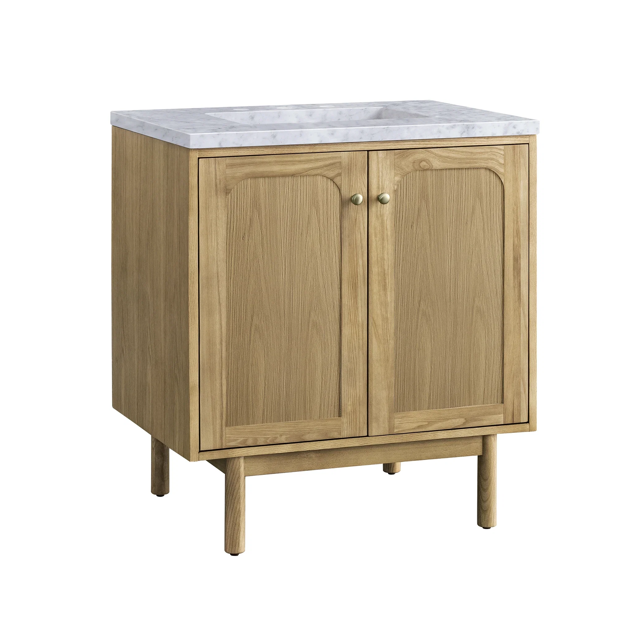 Laurent 30" Single Vanity, Light Natural Oak w/ 3 CM Carrara Marble Top