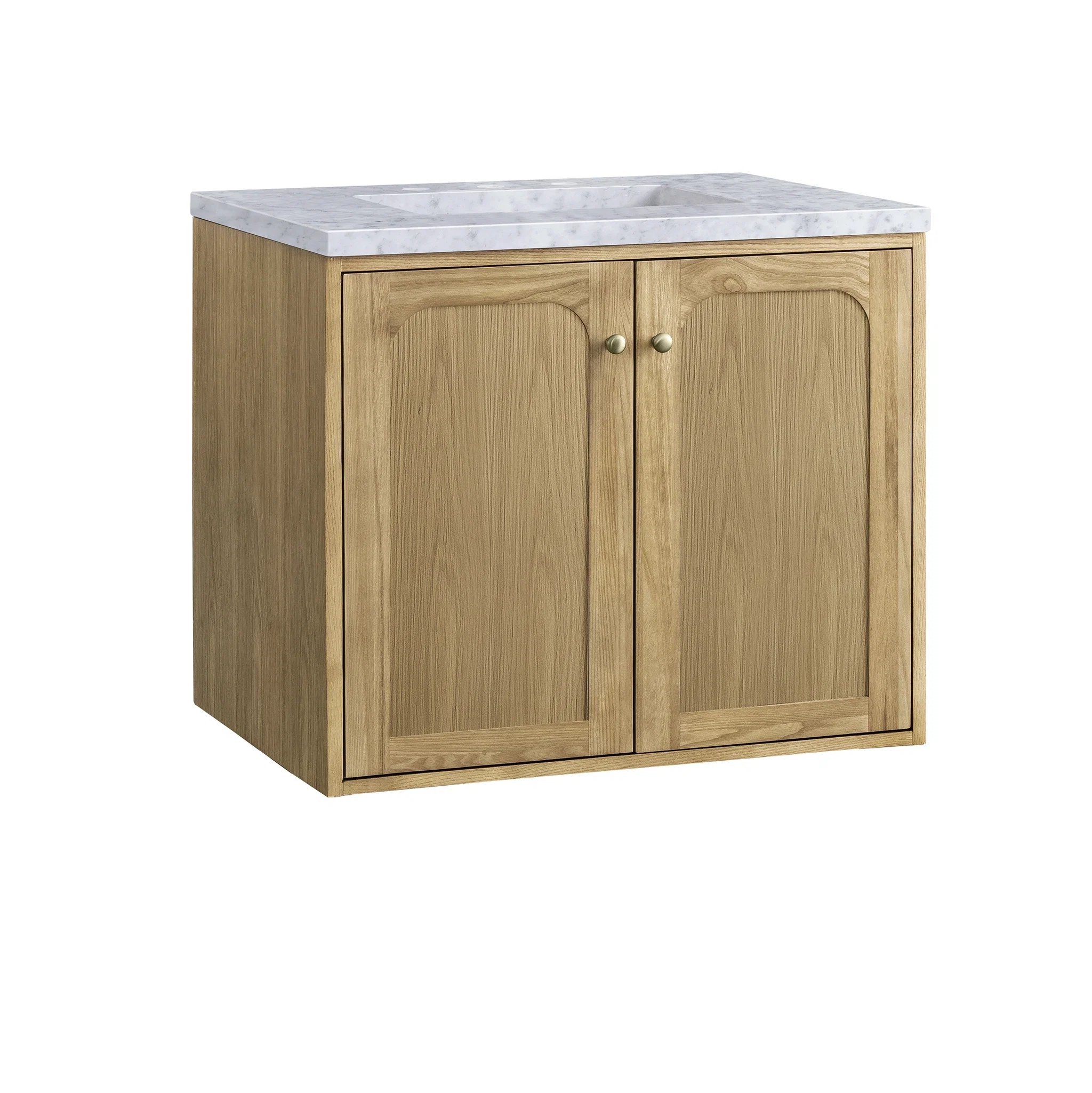 Laurent 30" Single Vanity, Light Natural Oak w/ 3 CM Carrara Marble Top